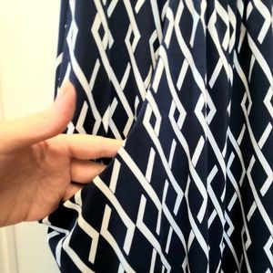 Large blue and white tank dress with pockets.